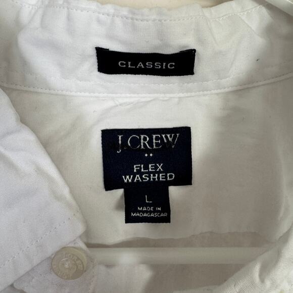 J.Crew Flex Washed Button Up Shirt Mens L White Classic Fit Long Sleeve Stretch - Picture 4 of 7